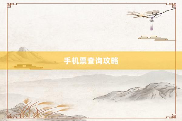手机票查询攻略